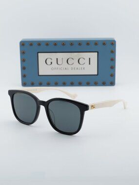 Gucci GG1001SK 003 Women Square Sunglasses - Black / White / Grey